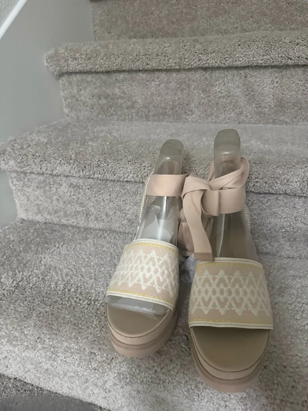 UGG Neutral Lace-Up Espadrille Wedge Sandals Size 11 NEW